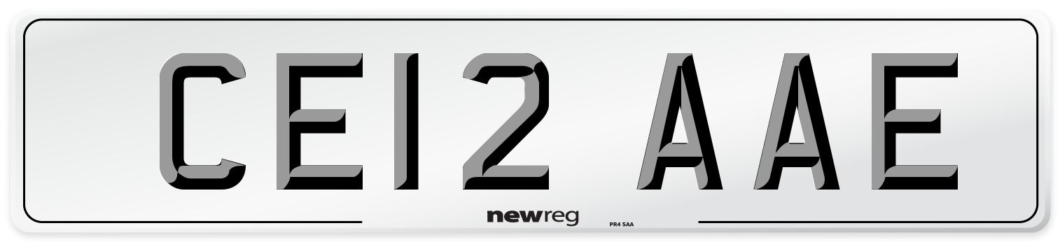 CE12 AAE Number Plate from New Reg